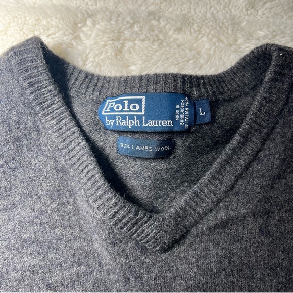 ❌SOLD❌Polo Ralph Lauren Charcoal Sweater Women's Large 100% Lambs Wool Pullover - Picture 3 of 4